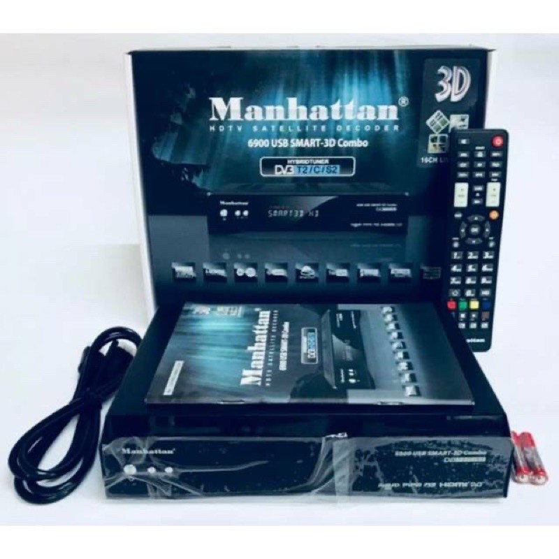 Receiver Manhattan 6900 USB Smart3D Combo Support DVBS2/C/DVBT2