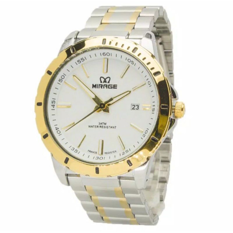 jam tangan pria;MIRAGE M8549BRP-Lkombi~ORIGINAL WATER RESISTANT~TGL~STAINLESS