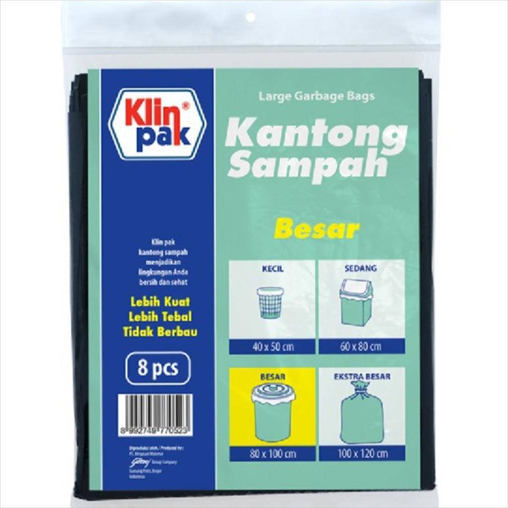 Klinpak Klin Pak Kantong Sampah Plastik Hitam Besar 80CM x 100CM - 80 CM x 100 CM Isi 8 PCS