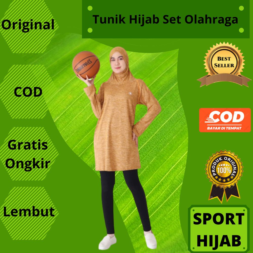 Tunik Tunic Baju Kaos Pakaian Hijab Jilbab Atasan Set Olahraga Sport Sports Sporty Wanita Cewek Musl