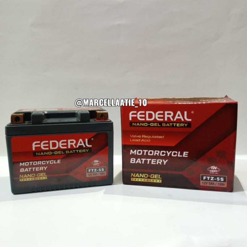 AKI KERING FULL MF MATIC GTZ5  FTZ5S  12V 5AH  FEDERAL NANO GEL BATTERY GOLD POWER