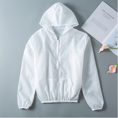 Jaket Anti UV Jaket Hoodie Wanita Pelindung Anti Sinar Matahari / Anti Angin-Putih-S