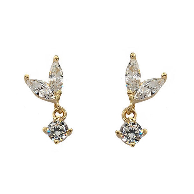 Anting Stud 925 Sterling Silver Aksen Kristal Gaya Perancis Untuk Wanita