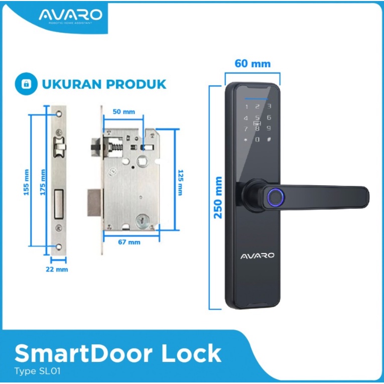 AVARO Smart Door Lock Handle RFID Fingerprint Waterproof WIFI PIN