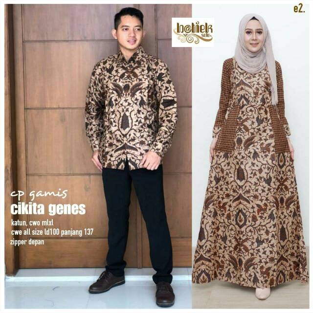 Couple Gamis Chikita Genes batik kondangan muslim sarimbit motif cantik elegan murah