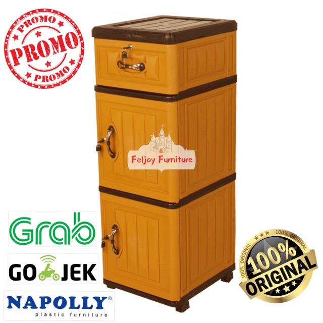 LEMARI PLASTIK DRAWER 2 PINTU + 1 LACI NAPOLLY