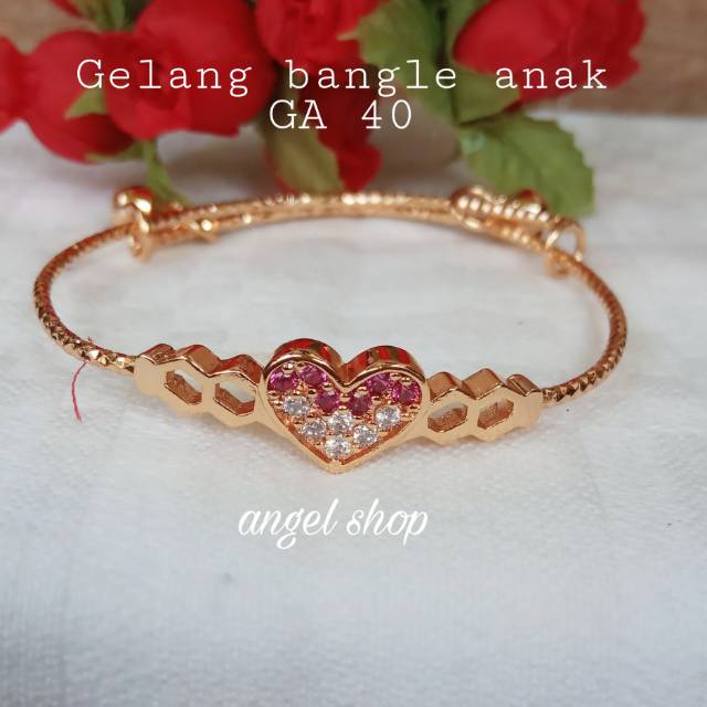 Xuping Gelang bangle anak love zikron merah putih _ angel shop
