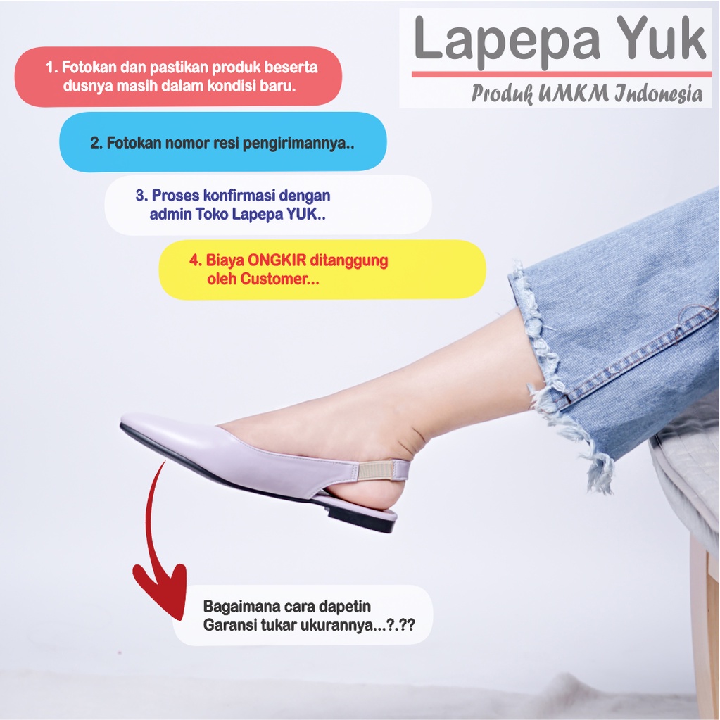 LAPEPA YUK - Sepatu Flat Shoes Wanita FREYA Untuk Kerja kantor Spatu Flatshoes Cewek Kuliahan Jalan Santai Casual Empuk Nyaman Slop Lancip Warna LILAC Kasual Ungu Strap Tali Selop Belakang Premium Original Kekinian Terbaru Shoes ORI Mall Official Store