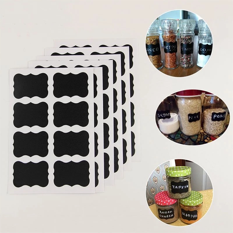 36pcs Stiker Label Papan Tulis Reusable Untuk Toples Dapur