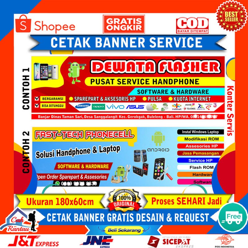Jual Cetak spanduk servis hp banner konter murah plang promosi usaha