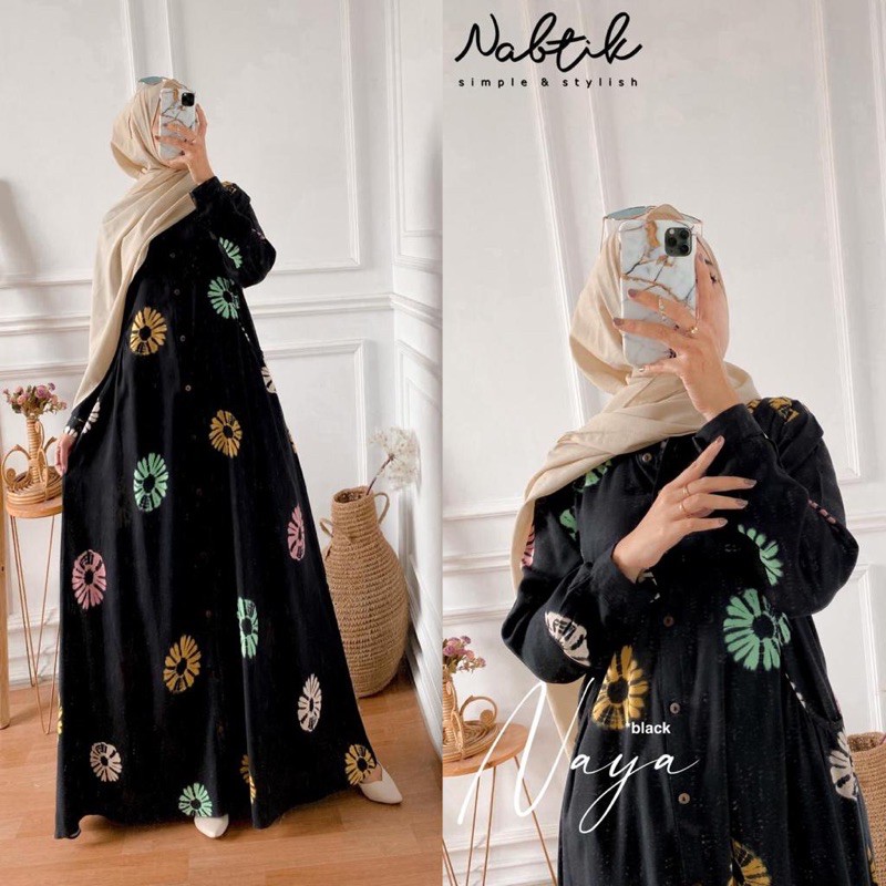 GAMIS NAYA MISCA DRESS KATUN MOTIF ORI NABTIK