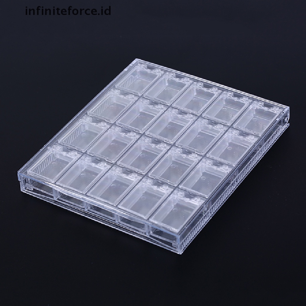 Infiniteforce.id Kotak Penyimpanan / Display Berlian Imitasi / Glitter 20 Sekat Untuk Nail Art