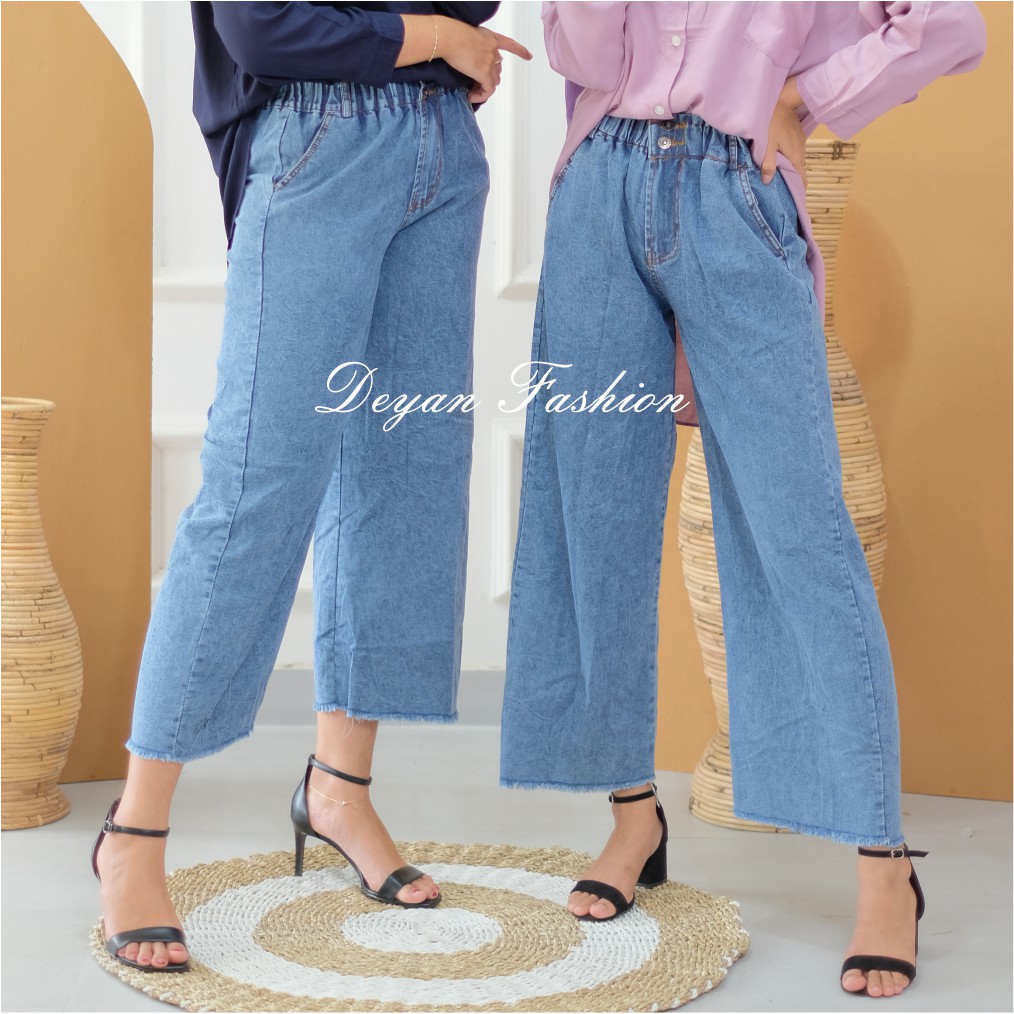  KANCING  DUA CELANA  KULOT JEANS  RAWIS SNOW Shopee Indonesia