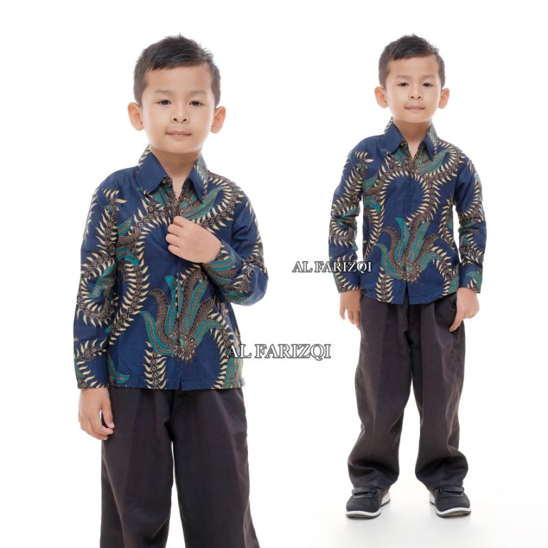 KEMEJA BATIK ANAK LAKI-LAKI LENGAN PANJANG SIZE M L XL XXL USIA 2-12 TH SERAGAM BATIK KIDS