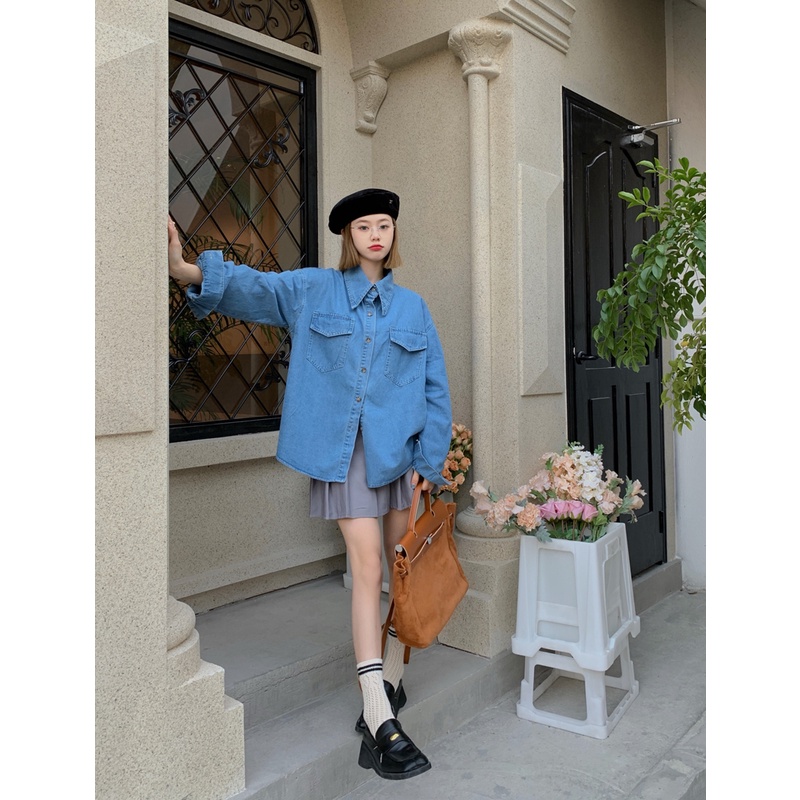 XIAOZHAINV Korean Style Lengan Panjang jaket Denim Wanita HW0055