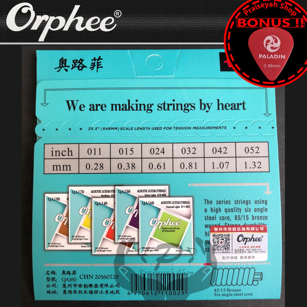 Senar Gitar Akustik String 0,11 Orphee QA160 Original QA 160