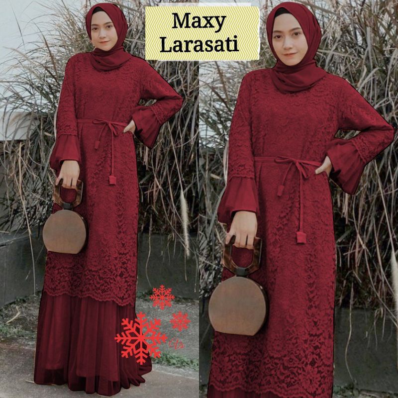 BAJU DRESS GAMIS BROKAT BRUKAT PESTA KONDANGAN UMROH RENDA MAXI MAXY IMPORT WANITA MUSLIM S M L XL X