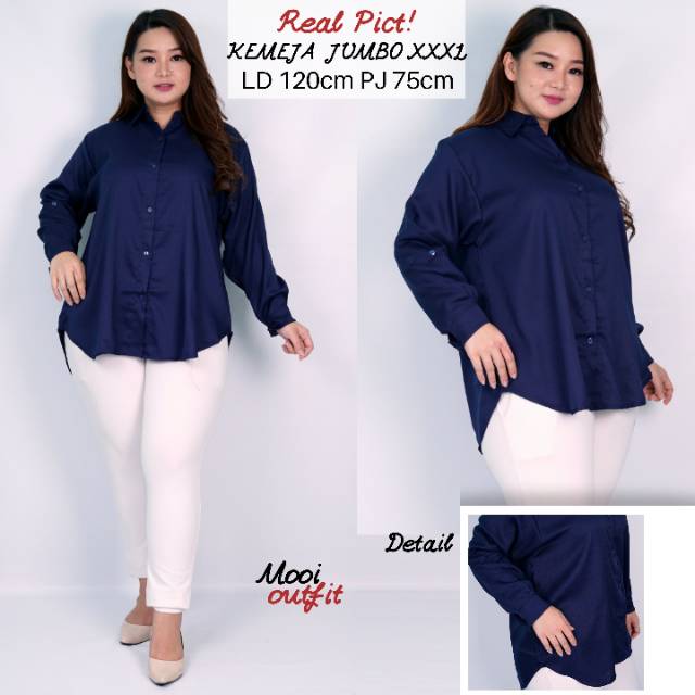 Mooi Outfit - Kemeja Oversize Wanita / Kemeja Wanita Jumbo Ld 120 Ld 130