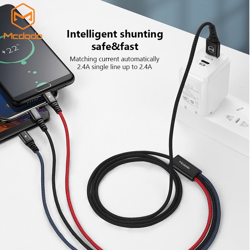 Mcdodo CA622 Kabel Charger 3 in 1 Micro USB Type C & Lightning iPhone