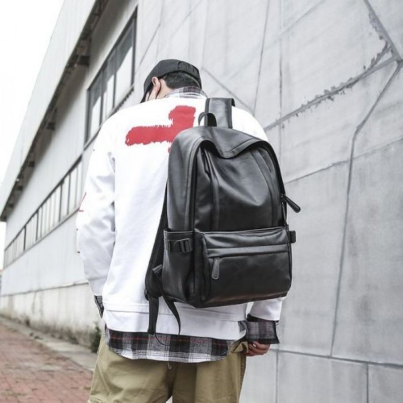 Ransel Kulit Pria - Backpack Kulit Pria dengan Port USB & Headset Port (MONTRE)