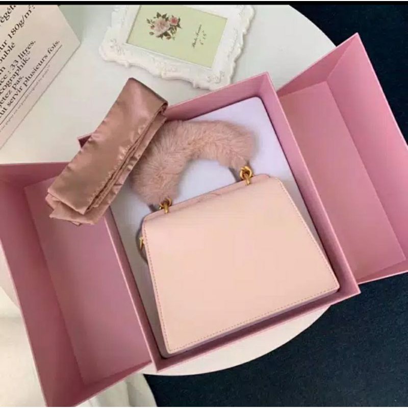 tas wanna Ck ribbon bulu + box