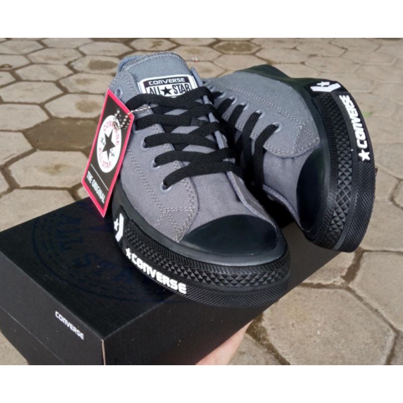 Sepatu Sneakers Terbaru Converse  Chuck Taylor ll low pendek army black ox white-5
