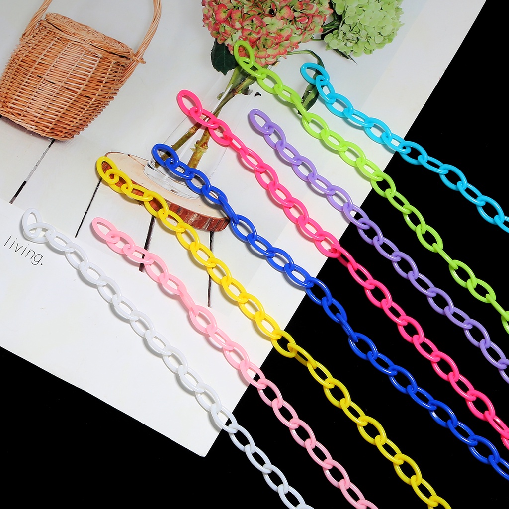 4 rantai/lot Akrilik Oval Link Rantai Konektor Panjang 40 Cm untuk DIY Kalung Gelang Kacamata Kacamata Rantai Pemegang Aksesoris