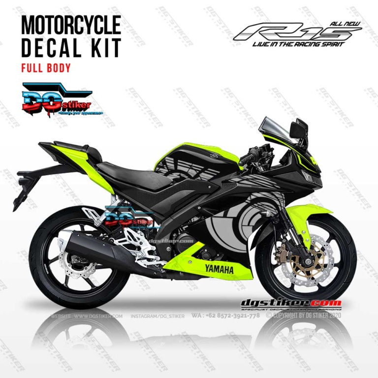 Decal Sticker Full Body R15 V3 Hitam Sunmoon VR46 DG Stiker
