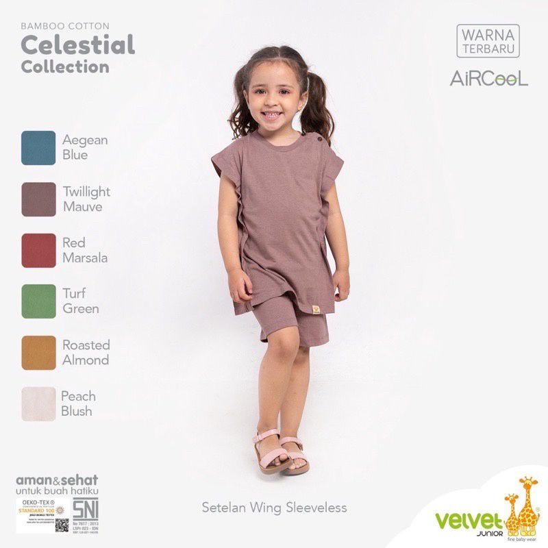 Velvet Celestial Setelan Kutung Sayap Celana Pendek