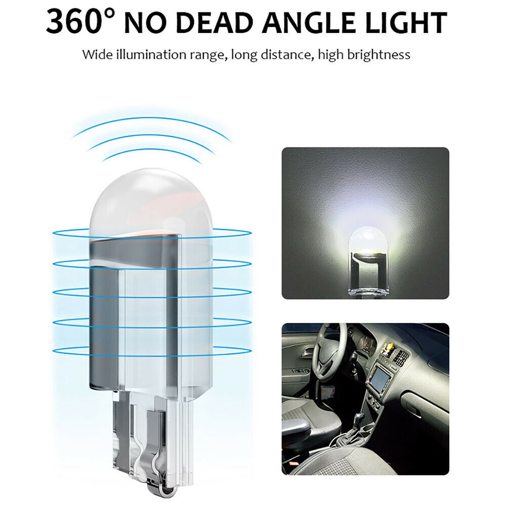 LED T10 Bulb W5W Full Glass Kaca Resin 360 Lampu Senja Sein Mobil Motor COB 12V