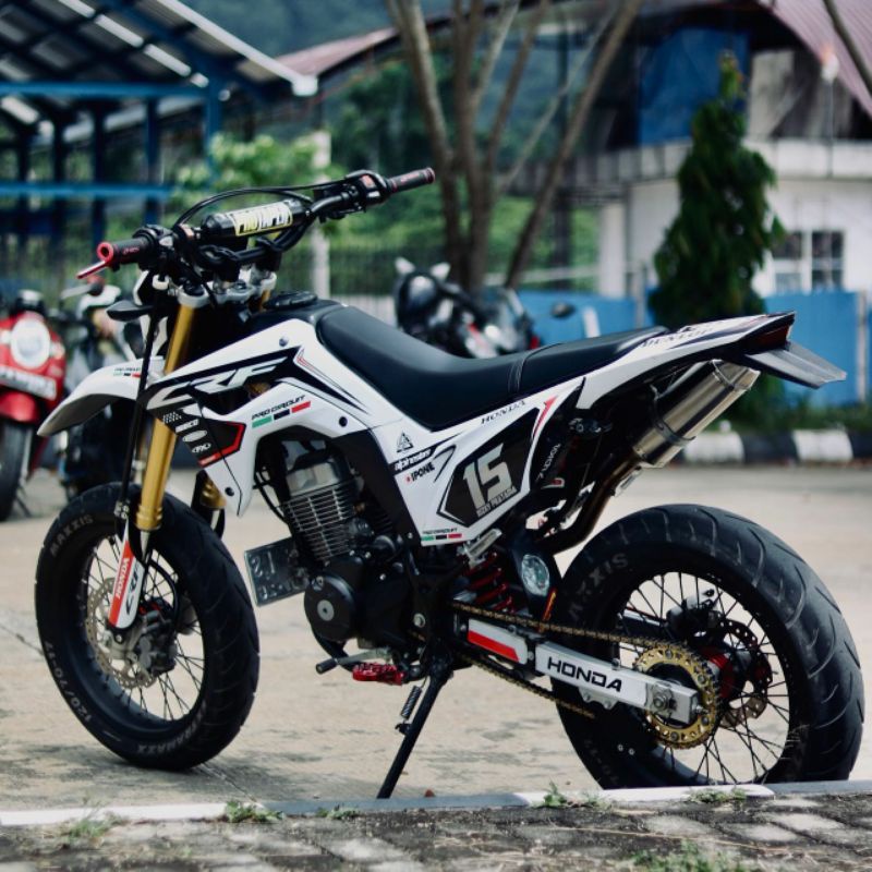 JUAL DECAL CRF 150 L COMBINASI HOLOGRAM PUTIH SIMPLE KEREN