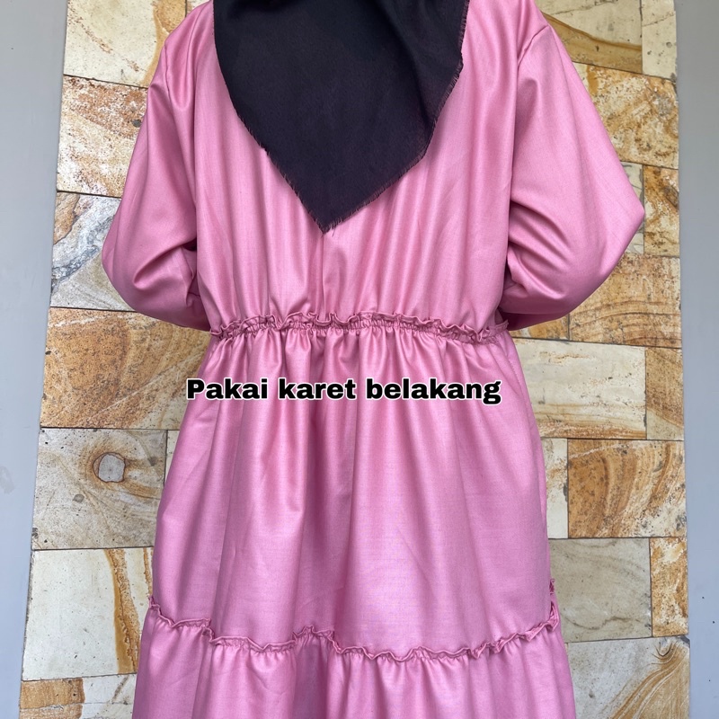 Gamis Rample Kerut Susun bahan Toyobo Fodu Asli