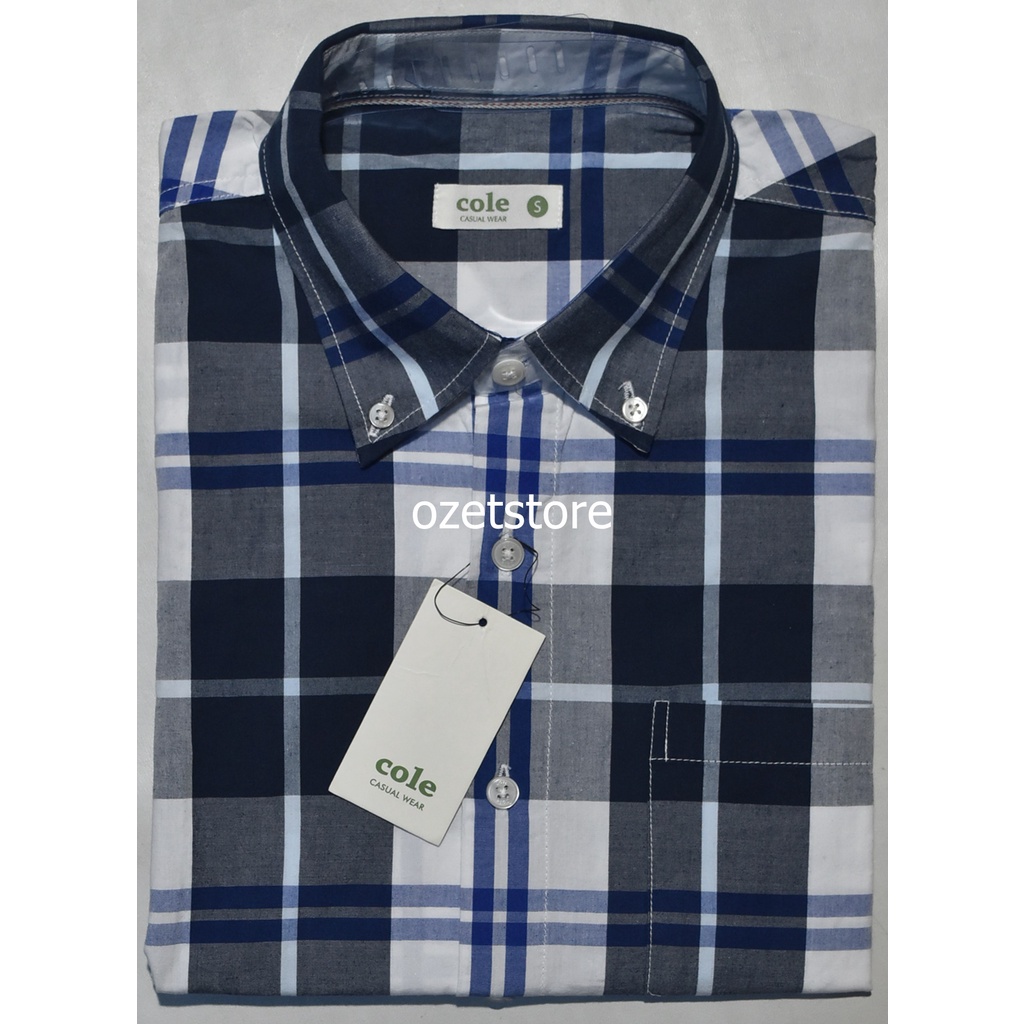 Kemeja Pria Casual Lengan Pendek COLE Navy Reguler KCR86 ORIGINAL