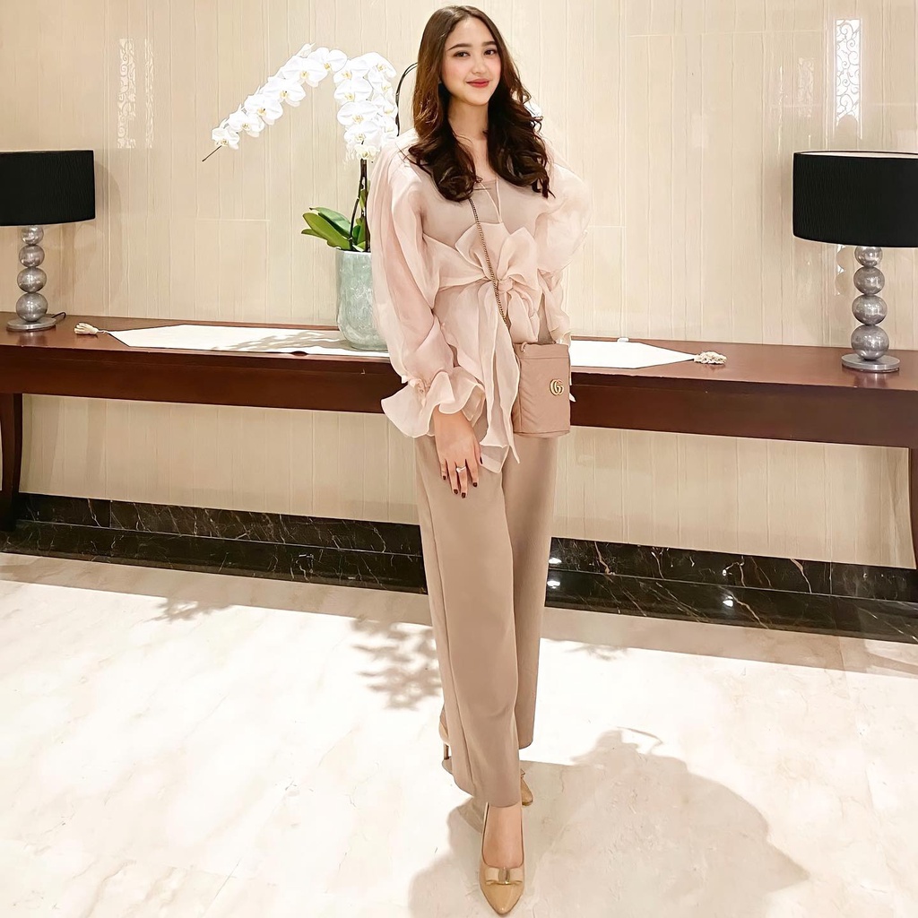 Aura Label - Rosie Bow Organza Top - MOST WANTED blouse wanita organza pita puff