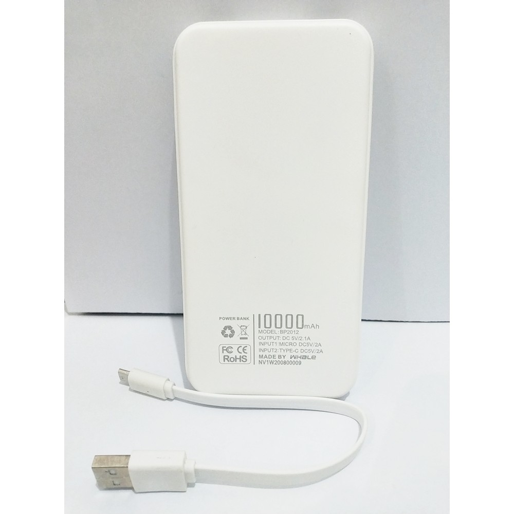 Powerbank WHALE 10000mAH with 4 Port (2 Output, 2 Input) Portable Slim, Easy to Use NEW !!!