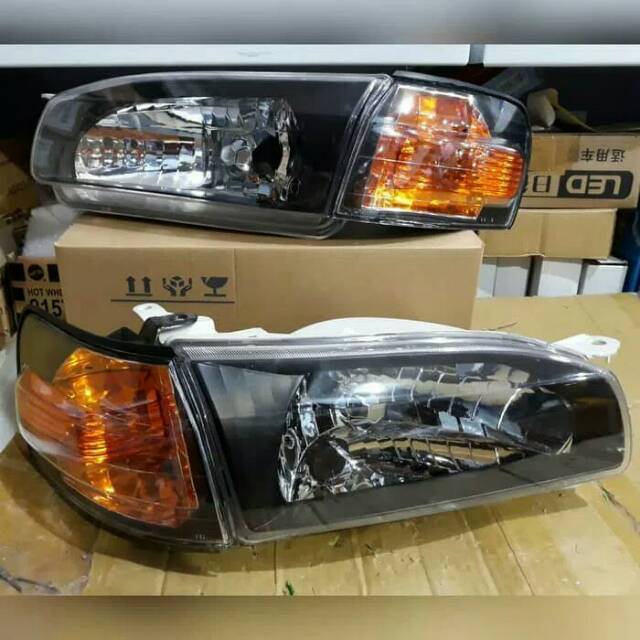 Lampu Depan Head Lamp Headlamp +Sen Kristal Black Corolla Allnew AE111