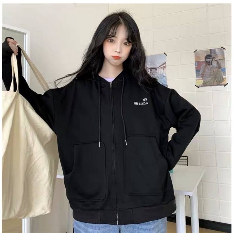 ES UN HOODIE ZIPER OVERSIZE | Sweater Size M.L.XL | Sweater Ziper Wanita Style Korean