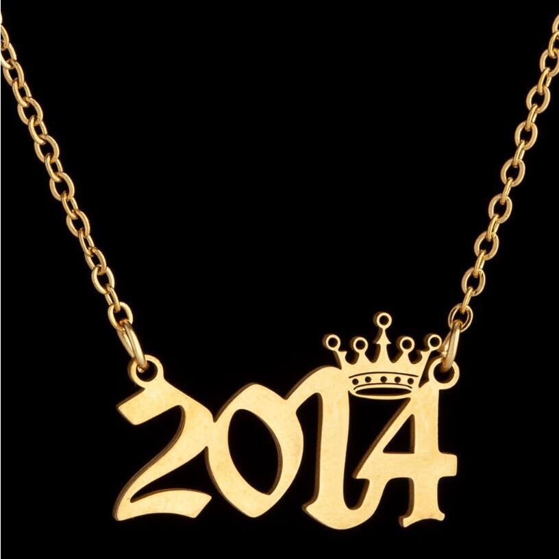 Kalung Choker Desain Mahkota Angka Tanggal Tahun 1984 1999 1996 1997 2002 Bahan Stainless Steel Untuk Wanita