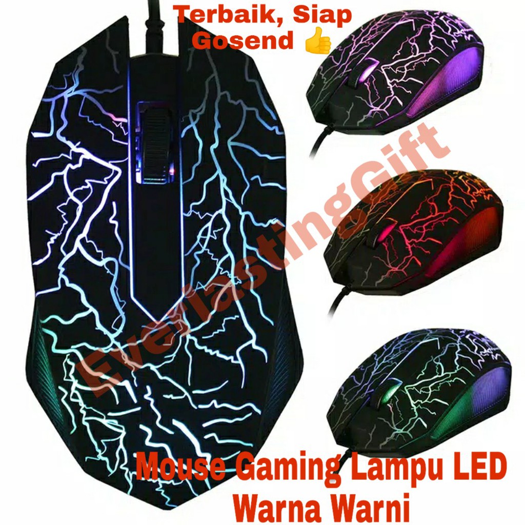 Mouse Gaming Kabel USB 2400DPI Dengan Lampu LED Warna Warni