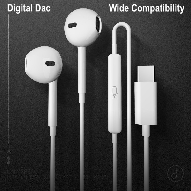 Digital Chip Headset Type C Earphone HiFi Audio Wide Compatibility