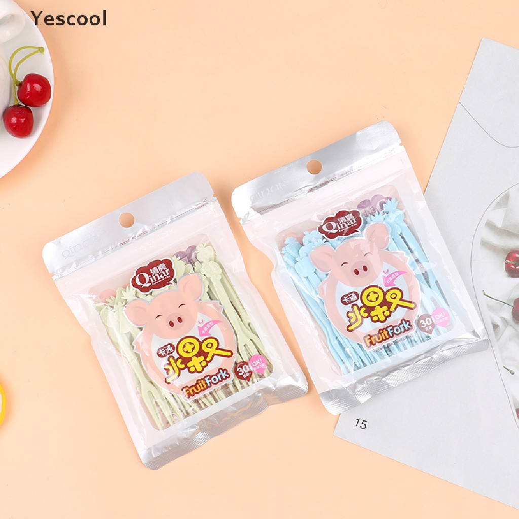 Yescool 30pcs Garpu Buahkuemakanan Penutup Aneka Desain Untuk Anak