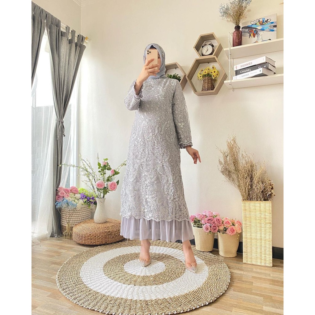 PROMO LONG GAMIS TULLE SPIDER KERUT TANGAN REMPEL