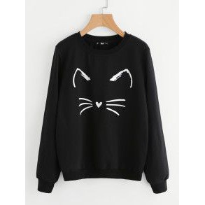 Parisdivarious Sweater Hoodie Sweatshirt Crewneck Kucing Tanpa Muka Bahan Fleece Size S - XXL (Pria &amp; Wanita)