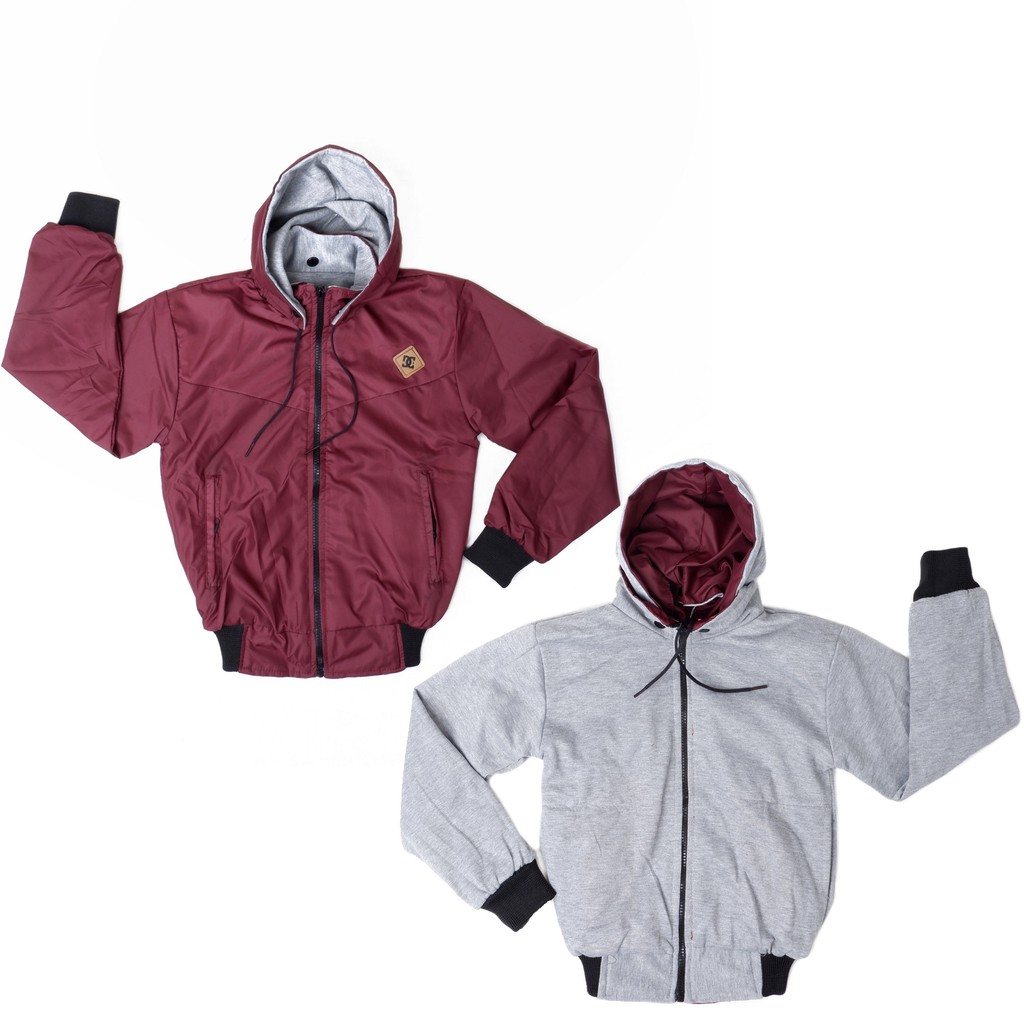 ORIGINAL AKET ANAK  BOLAK BALIK PREMIUM / JAKET BOLAK BALIK ANAK CEWE COWO MAroon REALPICT