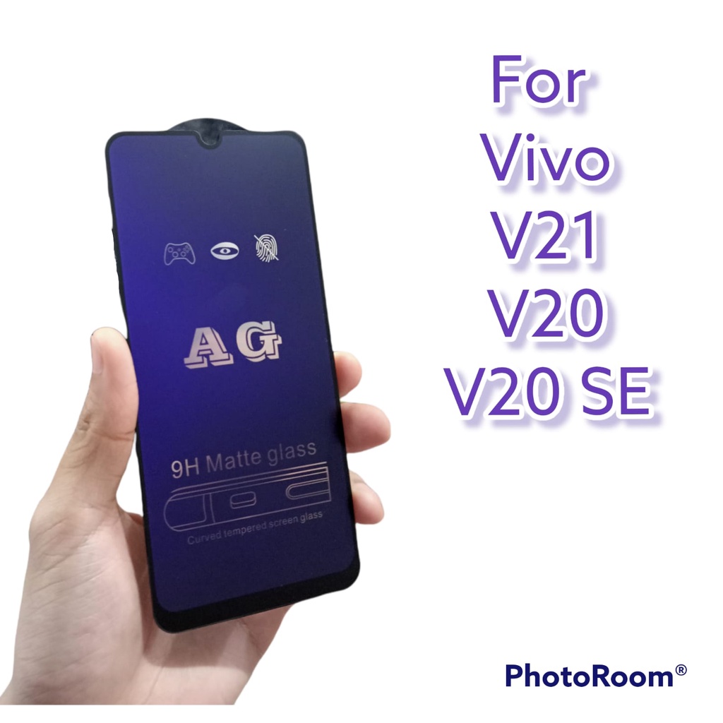 MATTE Blue Ray 9H Vivo V21 V20 V20 SE Tempered Glass FULL GLUE NO Sidik Jari ANTI RADIASI