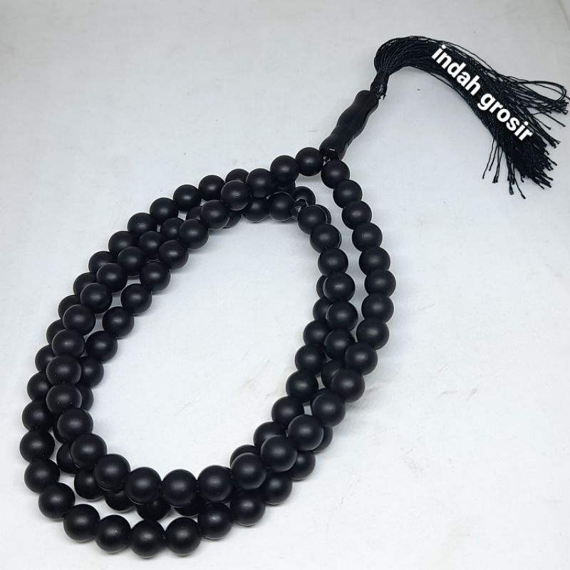 TASBIH BATU BLACK ONEX DOP WARNA HAJAR ASWAD 99BUTIR 8MM NATURAL