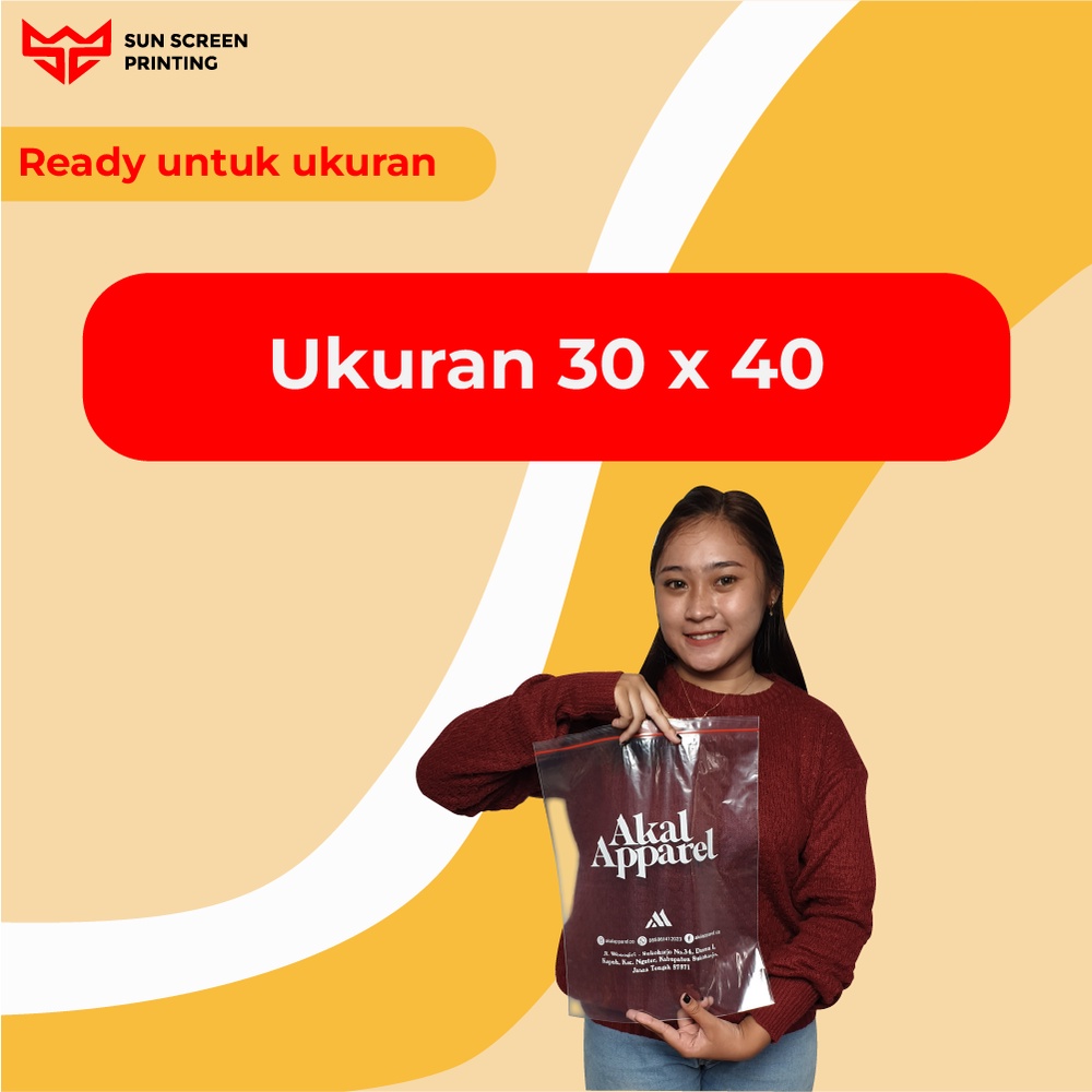 Plastik Sablon Olshop Custom Ziplock 30x40 Tanpa Plong Free Design