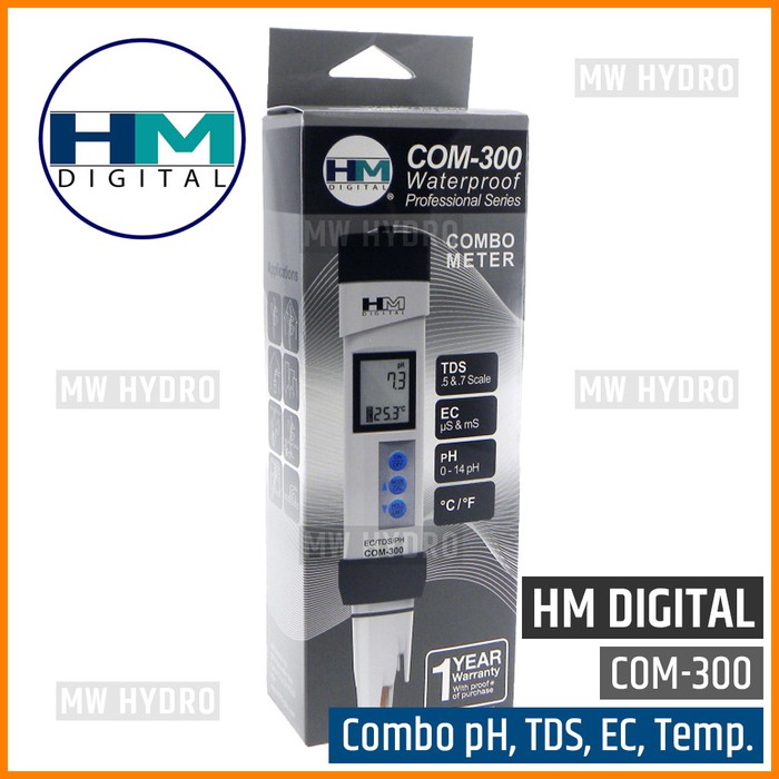 pH/EC/TDS/Temp Meter Waterproof - HM Digital COM-300 - Original