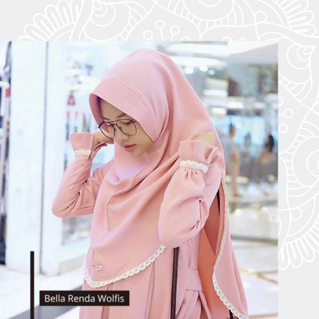 Jilbab Bella Renda Wolfis/hijab instan/kerudung cantik Nafisa/Feyza