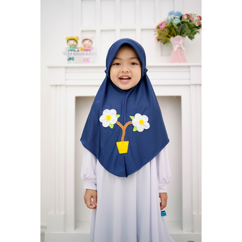 ALFATIH STORE / Jilbab Anak TK INARA Ped Simpel variasi bunga vase / Jilbab Anak Murah IANAH